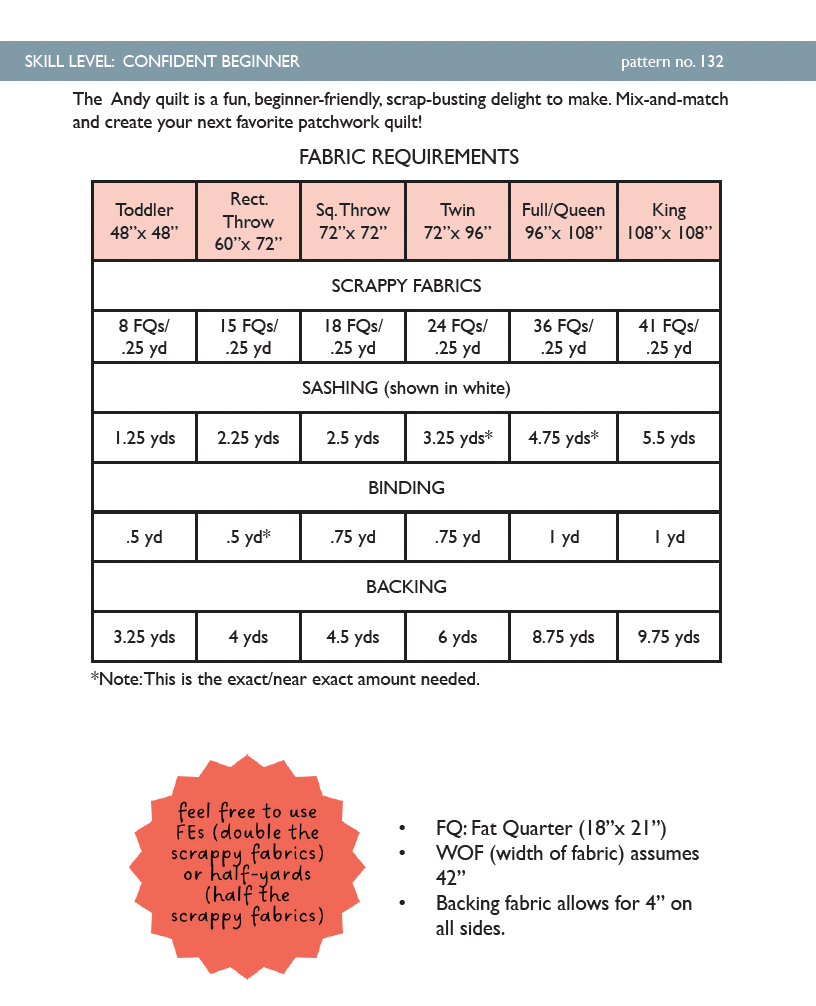 Andy Quilt Pattern   |   Paper Pattern