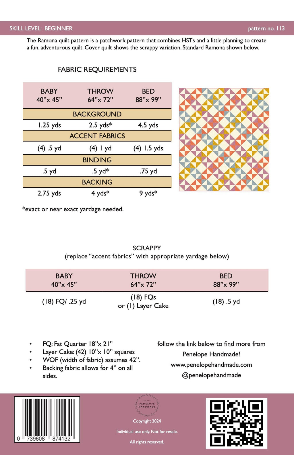Ramona Quilt Pattern  |   Paper Pattern
