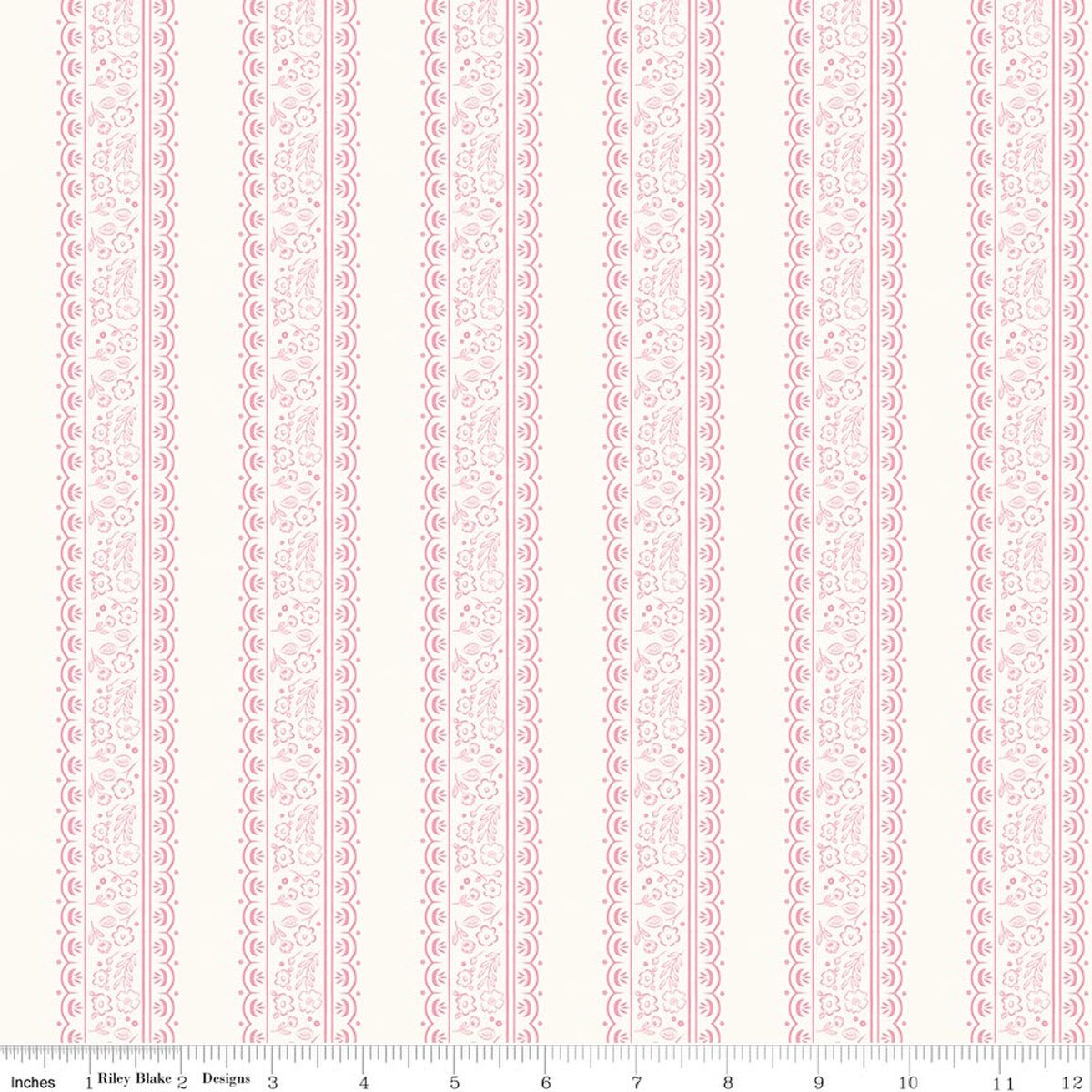Sweet Pink Floral Stripes Cream